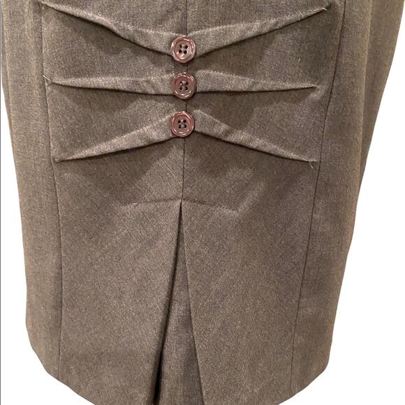 Tribella Taupe Brown Pencil Skirt with Pleating Detail Size 6P - Picture 4 of 8